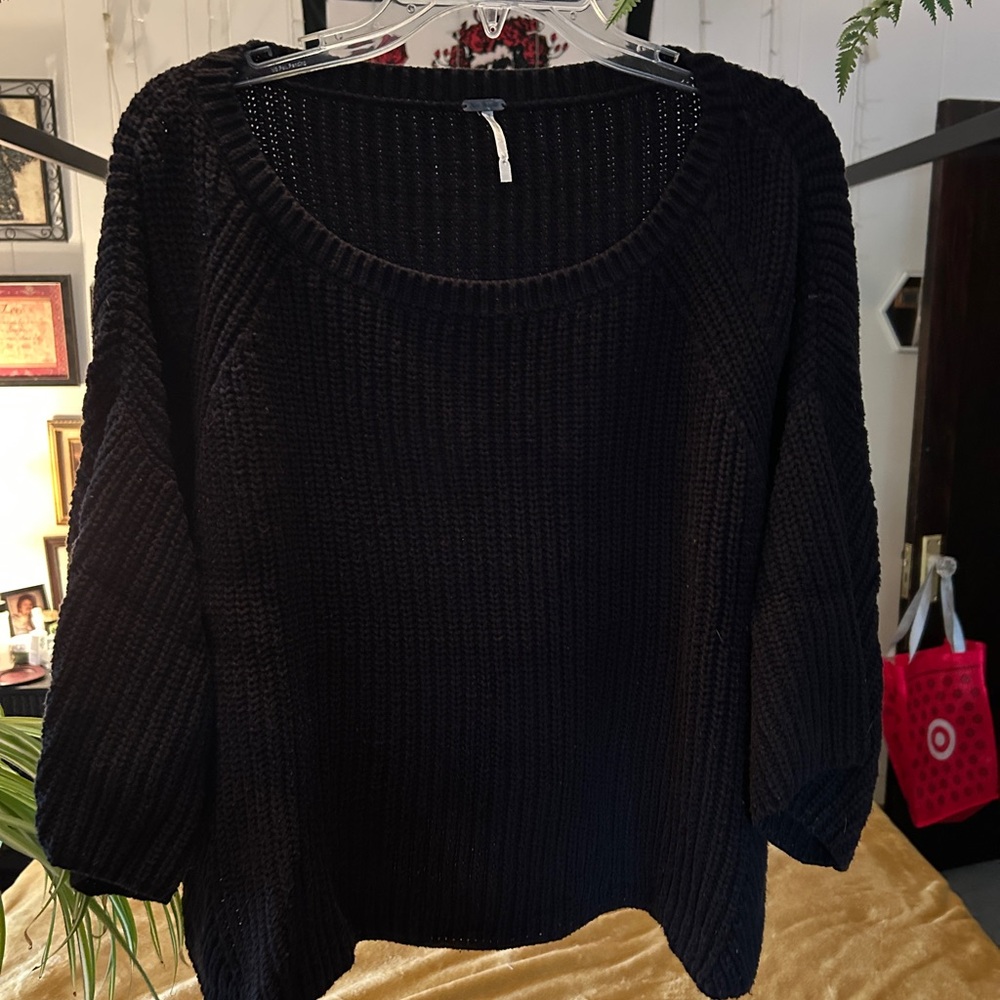 Free People Black Crew Neck Sweater